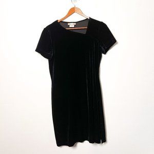 Vintage 90s Black Velour Short Sleeve Mini Dress